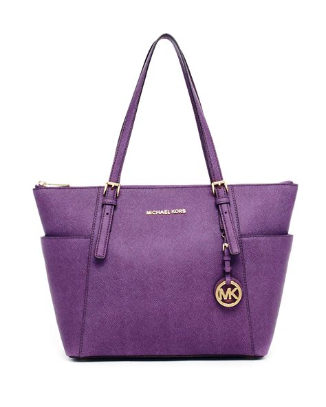 michael kors double strap purple purse|Michael Kors purple tote bag.